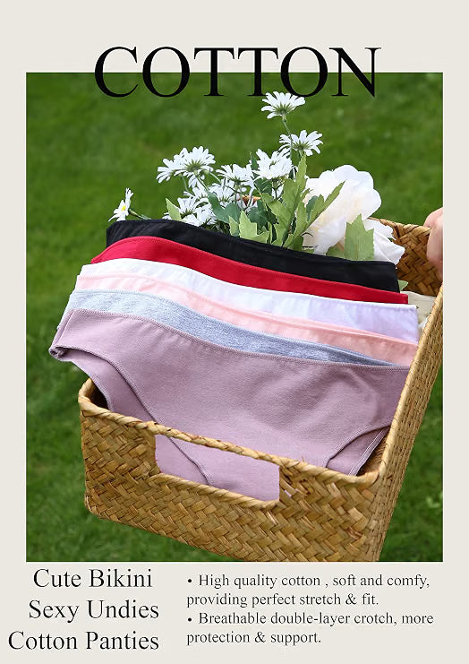 FINETOO 20 Pack Cotton Underwear for Women Cute Low Rise Bikini Panties High Cut Breathable Sexy Hipster Womens Cheeky S-XLed Outfits