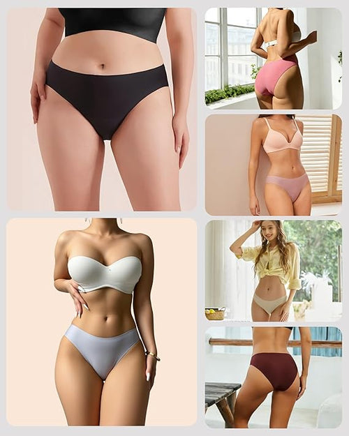 FINETOO 12Pack Womens Seamless Underwear No Show Cheeky Panties Invisibles Briefs Soft Stretch Bikini Hipster XS-XL