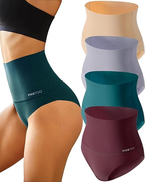 FINETOO Tummy Control Underwear Shapewear for Women Seamless High Waisted Panties Moderate Control Briefs S-3XL