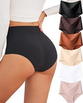 FINETOO Seamless Underwear for Women High Waisted Womens Underwear Cheeky Bikini No Show Briefs Ladies Panties 6 Pack