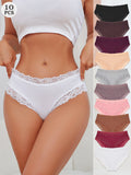 FINTOO Cotton Underwear Womens Sexy Lace Cheeky Low Rise Panties 10 Pack