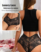 FINETOO 5 Pack Sexy Lingerie Panties for Women Pack V-Waist Lace Womens Underwear French Cut Boyshorts Panty
