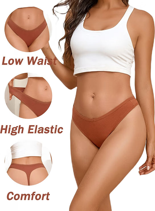 Finetoo Cotton Underwear Women Sexy Breathable Thongs Soft Panties 9 Pack