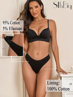 Finetoo Cotton Underwear Women Sexy Breathable Thongs Soft Panties 9 Pack