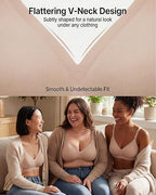 Finetoo Jelly Bras for Women Wireless Bra V Neck Seamless Push Up Full Coverage Bralette Tshirt Everyday Bra S-3XL