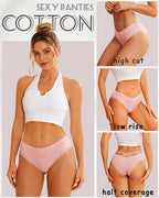 Finetoo Womens Cotton Underwear Sexy Lace Trim Bikini Ladies Cheeky Panties 12 Pack