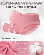 Finetoo Womens Cotton Underwear Sexy Lace Trim Bikini Ladies Cheeky Panties 12 Pack