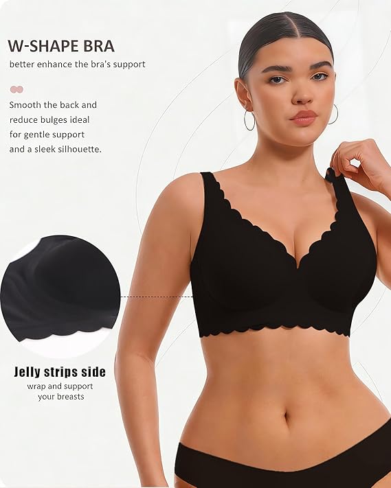 Finetoo Jelly Bras for Women Wireless Comfort Bralette for Women Seamless Everyday Bra Soft Support Invisible T-Shirt Bra