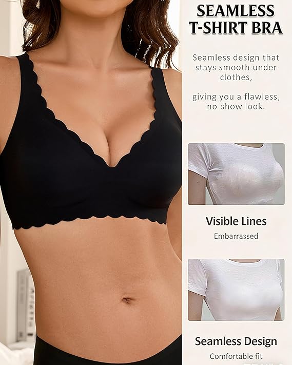Finetoo Jelly Bras for Women Wireless Comfort Bralette for Women Seamless Everyday Bra Soft Support Invisible T-Shirt Bra