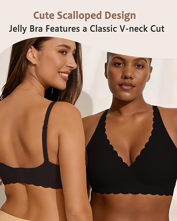 Finetoo Jelly Bras for Women Wireless Comfort Bralette for Women Seamless Everyday Bra Soft Support Invisible T-Shirt Bra