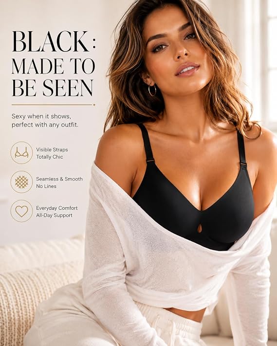 Finetoo Jelly Wireless Bras for Women Sexy Comfortable Bra Bralettes V Neck No Underwire Bras Push Up Everyday Seamless Bra S XXL